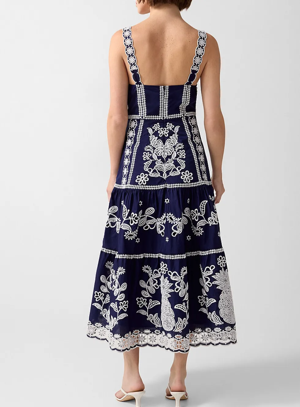 Exotic Richelieu embroidery midi dress