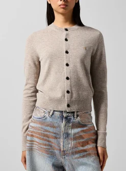 Face patch wool cardigan