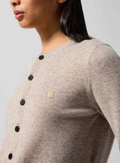 Face patch wool cardigan