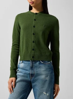 Face patch wool cardigan