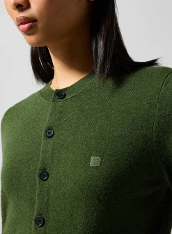 Face patch wool cardigan