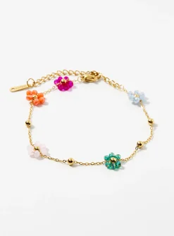 Faceted-bead floral bracelet