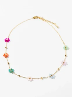 Faceted-bead floral chain