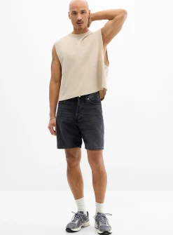 Faded black denim Bermudas