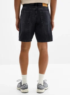 Faded black denim Bermudas