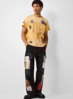 Faded black patchwork jean