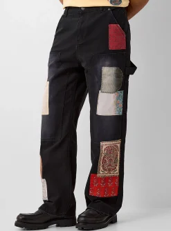 Faded black patchwork jean