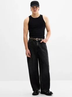 Faded black 5-pocket jean