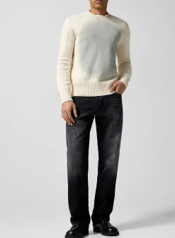 Faded black straight-leg jean