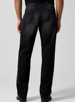 Faded black straight-leg jean