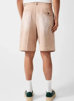 Faded canvas belted Bermuda short