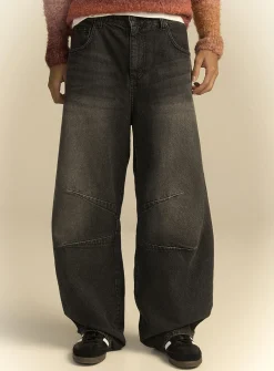 Faded darted-knee baggy jean