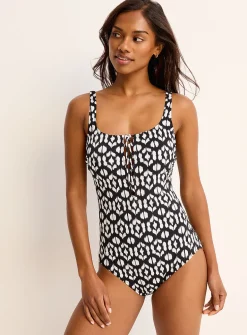 Faded geo pattern and lacing one-piece
