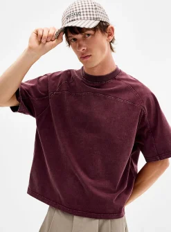 Faded panelled cropped T-shirt