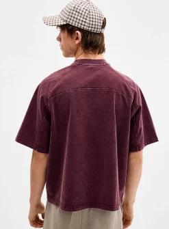 Faded panelled cropped T-shirt