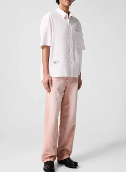 Faded pink cotton-linen jean