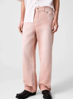 Faded pink cotton-linen jean
