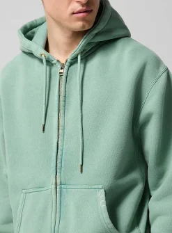 Faded sage hooded zip-up sweatshirt