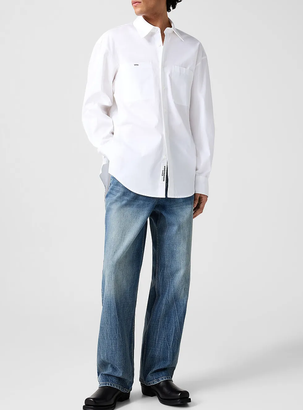 Faded wide-leg jean