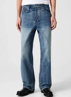 Faded wide-leg jean