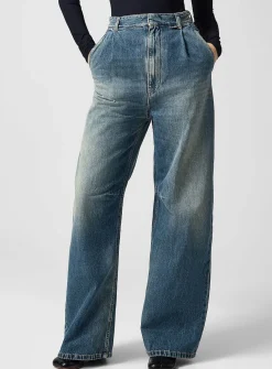 Faded wide-leg jean