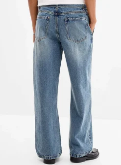 Faded-blue belted jean