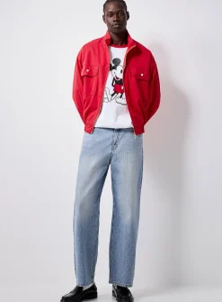 Faded-blue ribbed jean