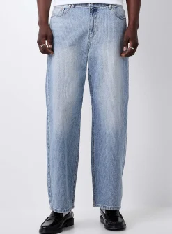 Faded-blue ribbed jean