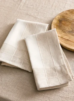Faux linen-border jacquard napkins