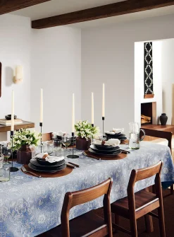 Faux-denim floral tablecloth