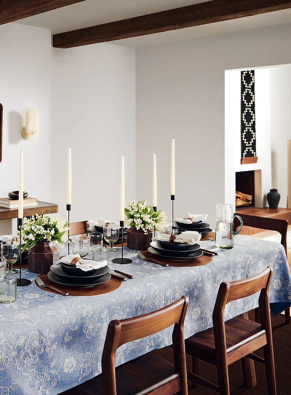 Faux-denim floral tablecloth
