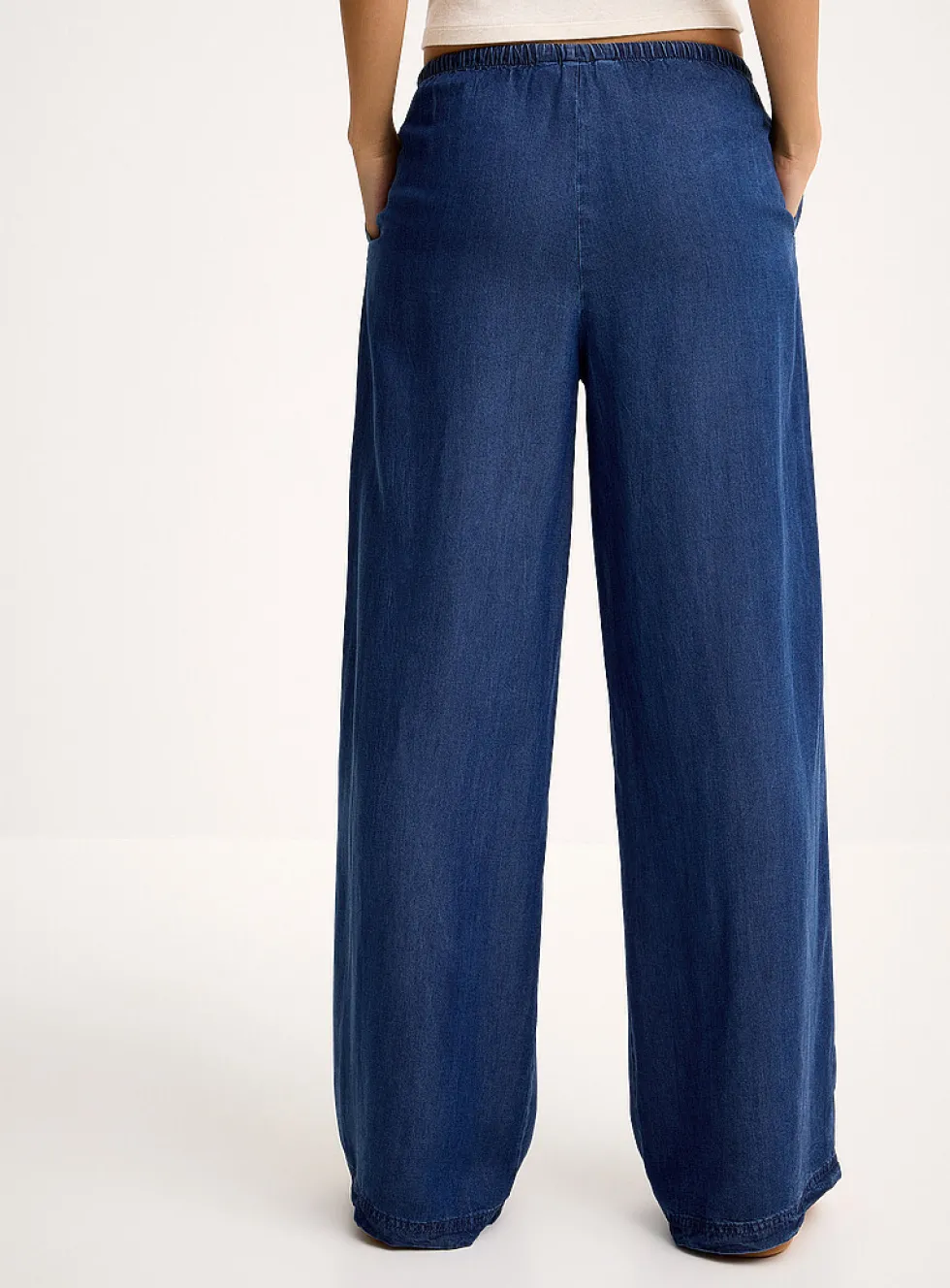 Faux-denim wide-leg pant