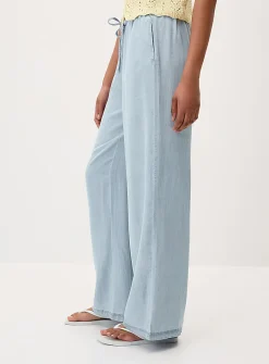 Faux-denim wide-leg pant