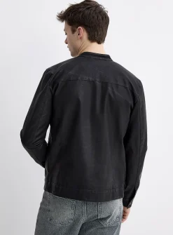 Faux-leather biker jacket