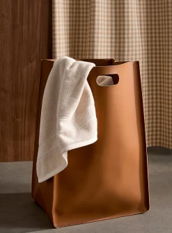 Faux-leather laundry basket