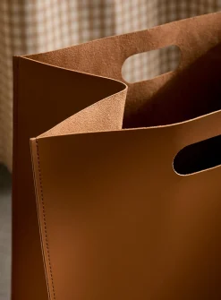 Faux-leather laundry basket