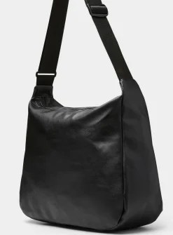 Faux-leather minimalist messenger bag