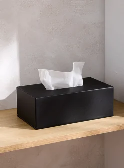 Faux-leather tissue box cover