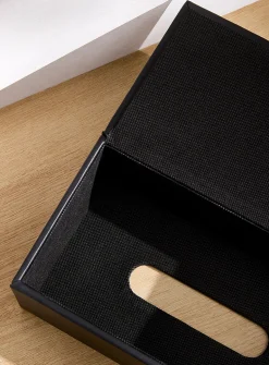 Faux-leather tissue box cover