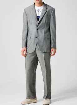 Faux-plain grey pleated pant
