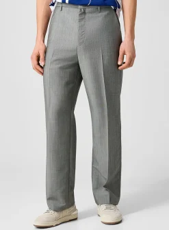 Faux-plain grey pleated pant