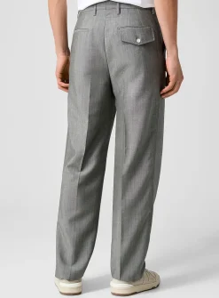 Faux-plain grey pleated pant
