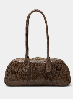 Faux-snakeskin leather bowling bag