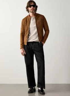 Faux-suede biker jacket