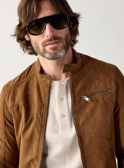 Faux-suede biker jacket