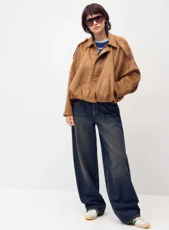 Faux-suede loose jacket