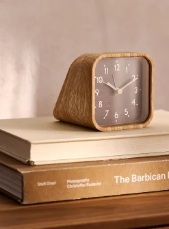 Faux-wood table clock