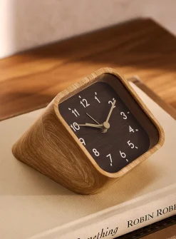 Faux-wood table clock