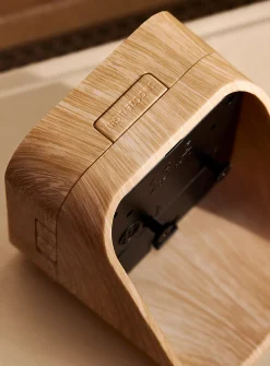 Faux-wood table clock