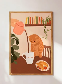 Feline breakfast art print